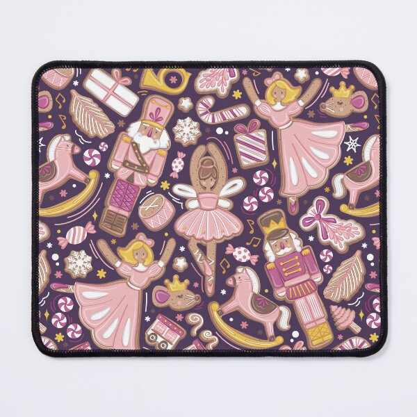 Item preview, Nutcracker ballet gingerbread delicious biscuits // plum background pink and peony sweet Christmas cookies designed and sold by SelmaCardoso.
