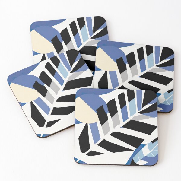 Item preview, Feathers in Geometric Shapes - Abstract Painting - Blue, White, and Black designed and sold by Inomaly Art.