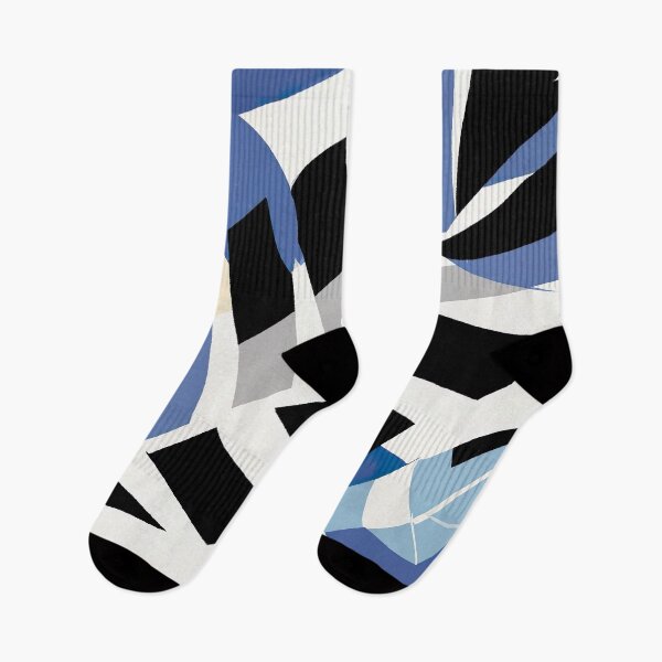 Item preview, Feathers in Geometric Shapes - Abstract Painting - Blue, White, and Black designed and sold by Inomaly Art.