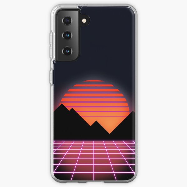 80s Retro Grid & Rising Sun - "Event Horizon" Samsung Galaxy Soft Case