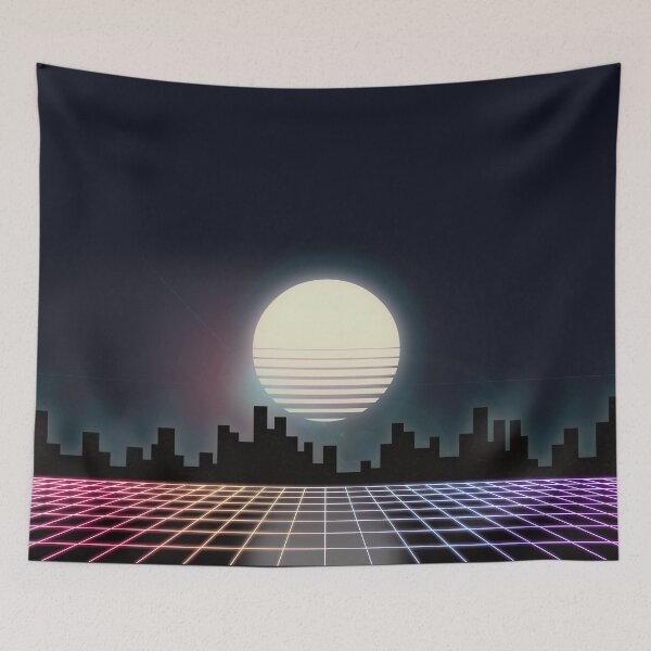 Item preview, 80s Retro Grid & Full Moon - "Rainbow Road" designed and sold by tallestrose.