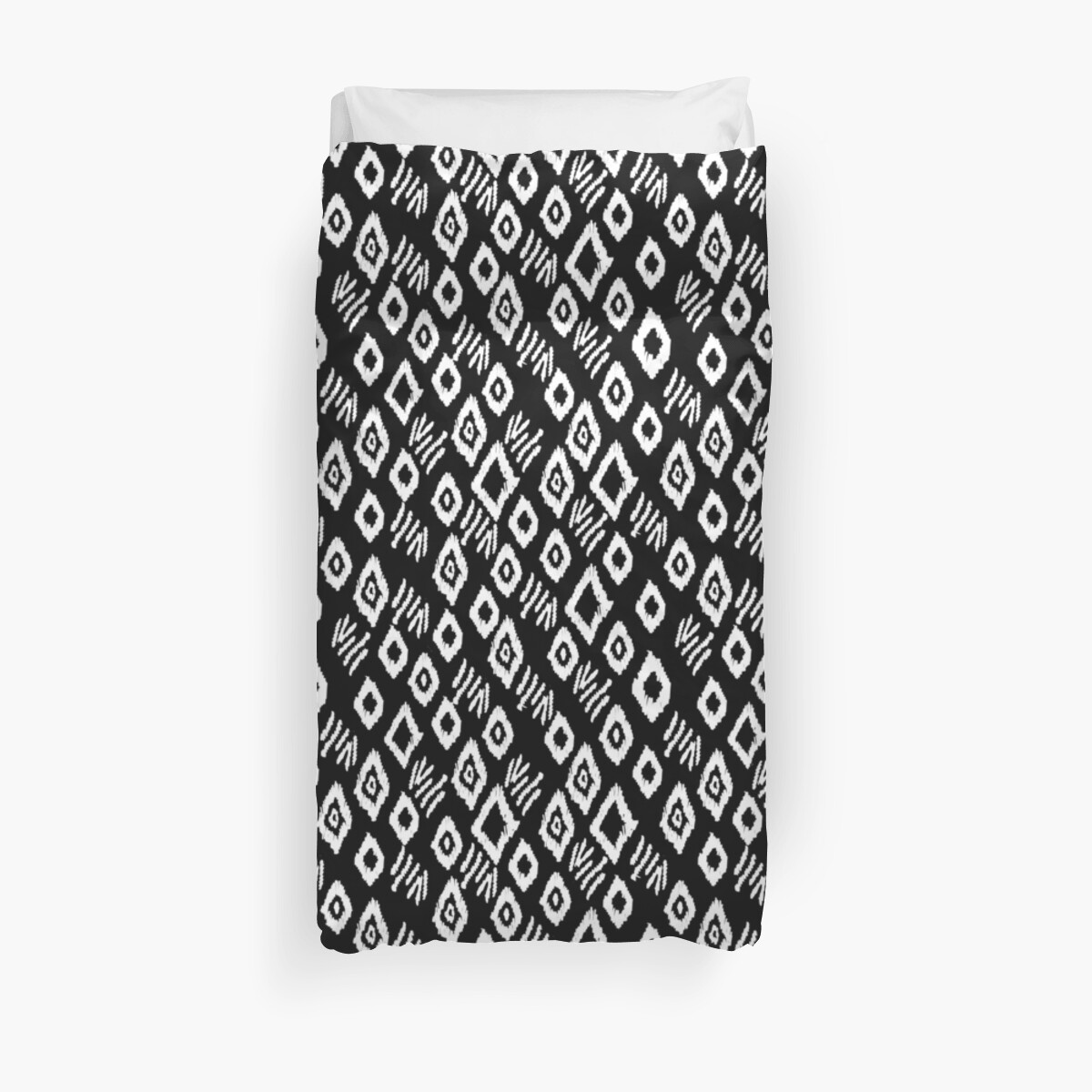 Linocut Black And White Minimalist Mud Cloth Tribal Pattern