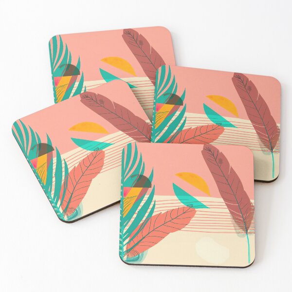 Item preview, Feathers on A summer Day - Abstract Art - Shades of Pink, Ivory White, and Teal designed and sold by Inomaly Art.