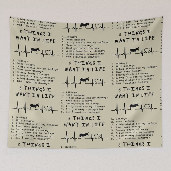 Item preview, 8 things I want in life: donkeys (heart ECG, black) designed and sold by SolidEarthArt.