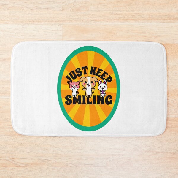 Item preview, Just Keep Smiling Cute Dog Anime Cat Bunny Smiling Positive design designed and sold by InspiredForever.