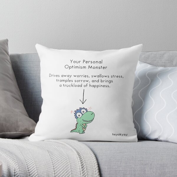 Optimism Monster Throw Pillow