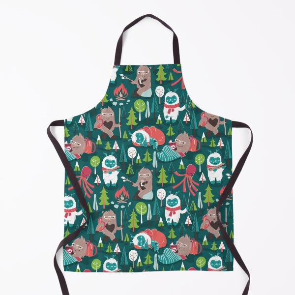 Item preview, Besties // green background white Yeti brown Bigfoot aqua yellow green and teal pine trees red and coral details designed and sold by SelmaCardoso.