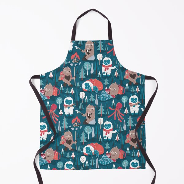 Item preview, Besties // blue background white Yeti brown Bigfoot blue pine trees red and coral details designed and sold by SelmaCardoso.