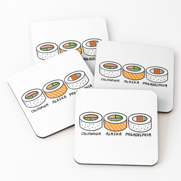 Item preview, Sushi Roll Trio with California, Alaska, Philadelphia Sushi Rolls designed and sold by bonniemamadraws.