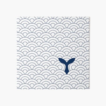 whale in waves, navy blue and white II Art Board Print