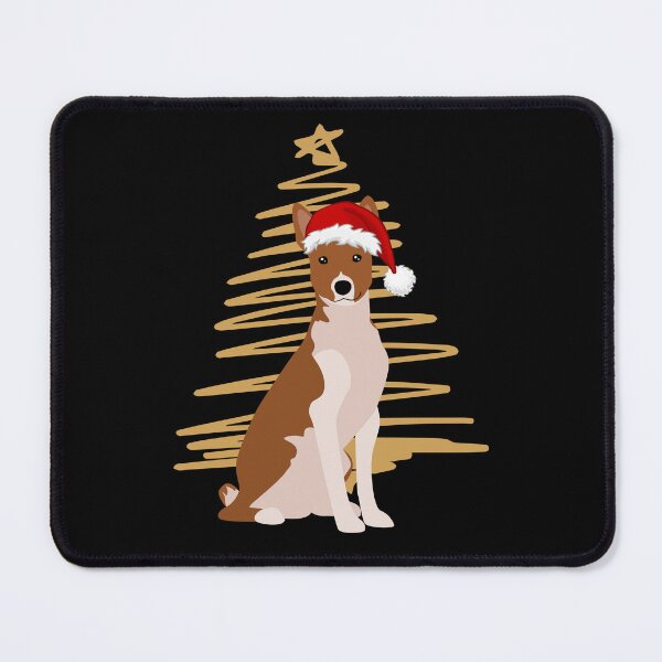 Item preview, Christmas tree with basenji in santa hat designed and sold by reka88.
