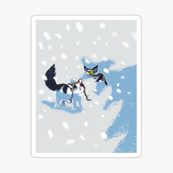 A Cat In A Snowfall Sticker