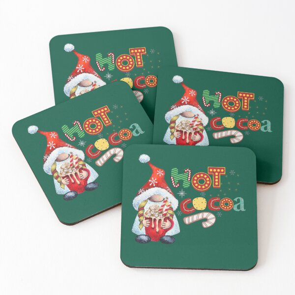 Item preview, gnome hot chocolate recipe, illustration of a cute Christmas elf drinking the traditional winter hot chocolate drink designed and sold by Malogue.