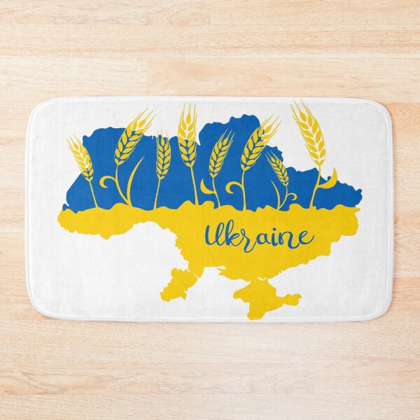 Item preview, Ukraine typography decorated with wheat ear in Ukrainian flag colors designed and sold by CutieBlue.