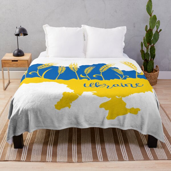 Item preview, Ukraine typography decorated with wheat ear in Ukrainian flag colors designed and sold by CutieBlue.
