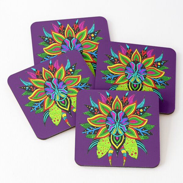 Item preview, Flor colorida psicodelica trance rave psychedelic color floral designed and sold by Tereza Skatera.
