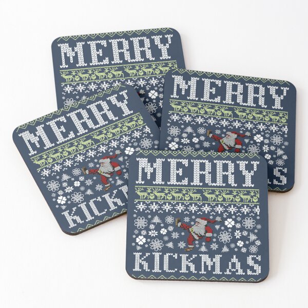 Item preview, Merry Kickmas Ugly Christmas Sweater Knitting Design designed and sold by CandyDroidMerch.