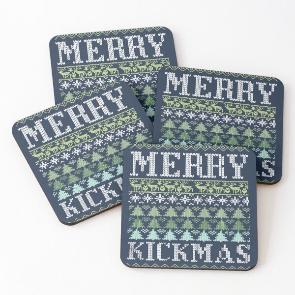 Item preview, Merry Kickmas Ugly Christmas Sweater Knitting Design designed and sold by CandyDroidMerch.