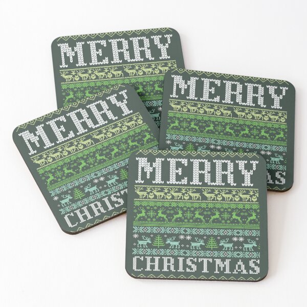 Item preview, Merry Kickmas Ugly Christmas Sweater Knitting Design designed and sold by CandyDroidMerch.