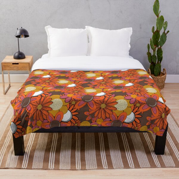 Artikelvorschau, 70s Groovy Flowers Braun entworfen und verkauft von Snexus.