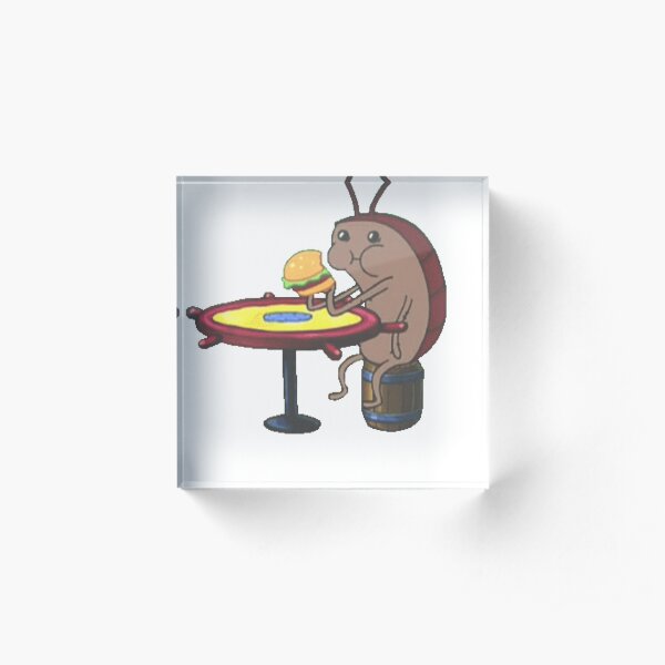 Cockroach eating krabby patty Acrylic Block