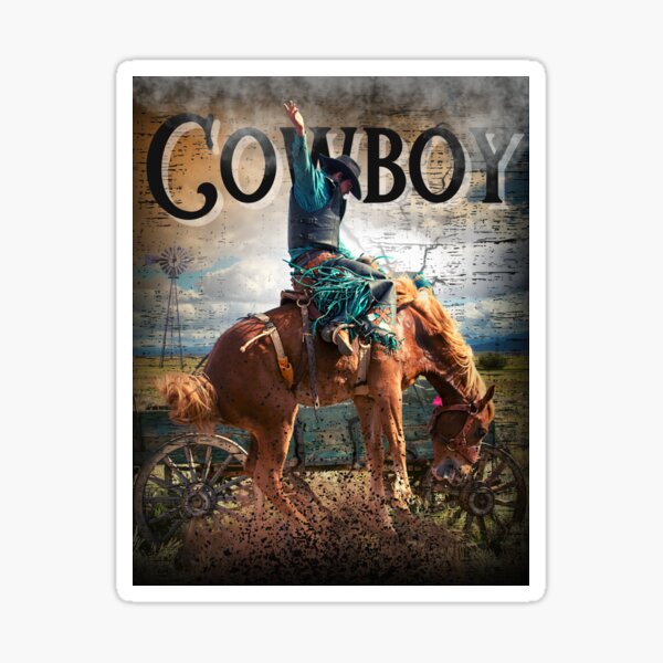 Cowboy & Wagon Sticker