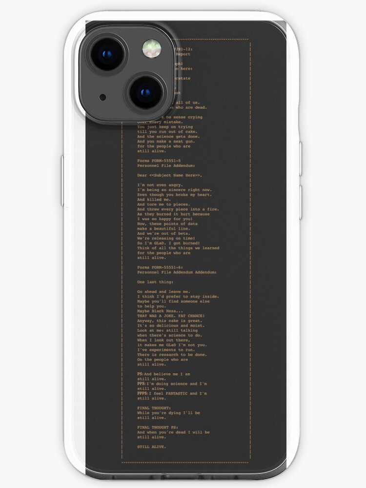 This Was A Triumph Portal Ending Glados Lyrics Iphone Case For Sale By Franklymade Redbubble