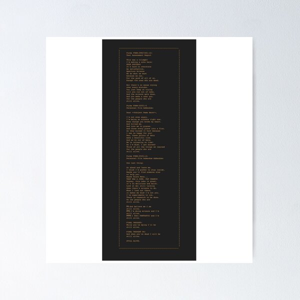 Aperçu de l'œuvre C'était un triomphe! Paroles de chanson Portal Ending- GLaDOS créée et vendue par franklymade.