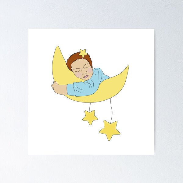 Item preview, child sleeping on the moon designed and sold by SunGraphicArt.