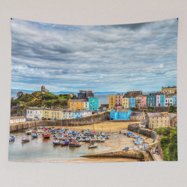 Item preview, Tenby Harbour And Town Houses, Portrait, Pembrokeshire, Wales designed and sold by Paul Thompson Photography.