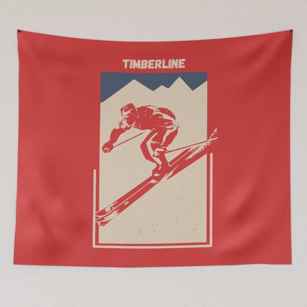 Item preview, Timberline in Mount Hood Meadows, Oregon, USA, North America - Vintage Red Ski Poster for Mountain Alpine Skier designed and sold by Vintage-TM.