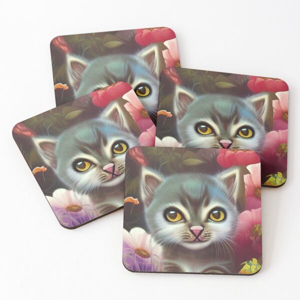 Item preview, Kitty dreamy adorable Portrait in Magic Floral Garden designed and sold by BluedarkArt.