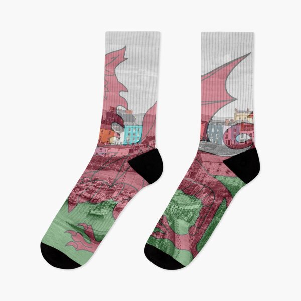 Item preview, Tenby Town Houses With Welsh Flag designed and sold by Paul Thompson Photography.
