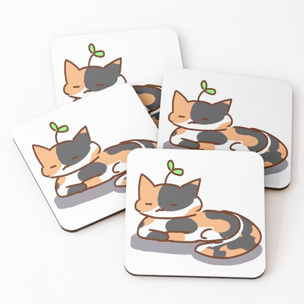 Item preview, cute calico cat with sprout on its head designed and sold by akariaikawa.
