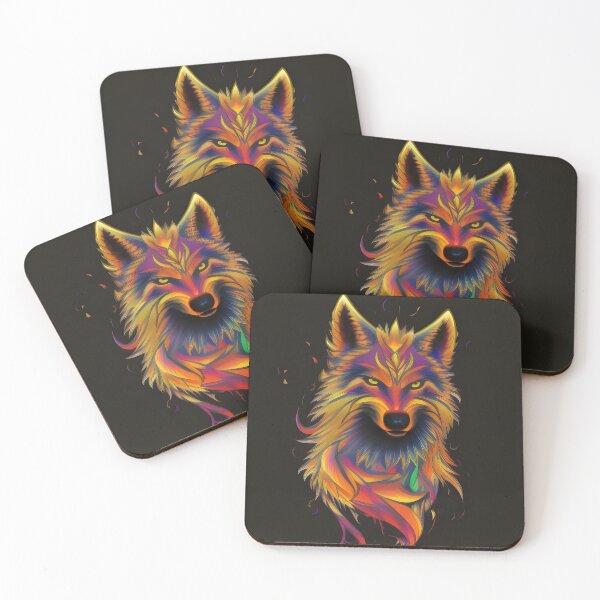 Item preview, AI Generated Art, Fire Wolf Colourful Ink Drawing 11 designed and sold by ACC .