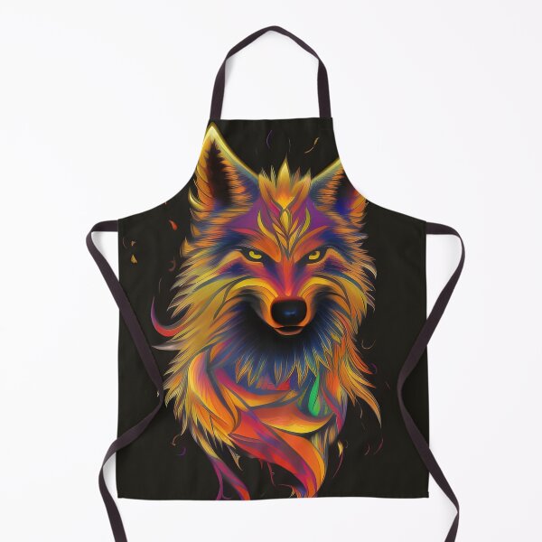 Item preview, AI Generated Art, Fire Wolf Colourful Ink Drawing 11 designed and sold by ACC .