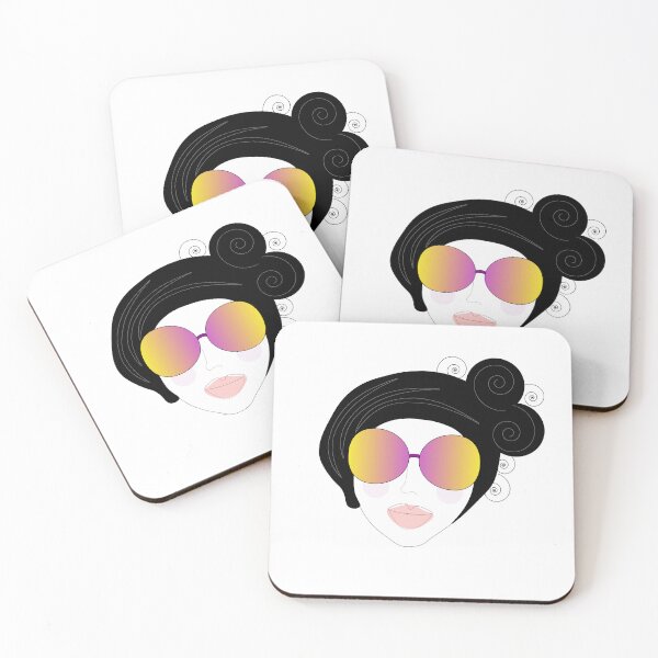 Item preview, woman face wearing colorful sunglasses designed and sold by SunGraphicArt.