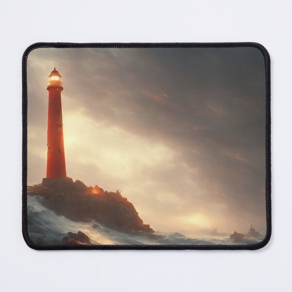 Item preview, A beautiful painting of a singular lighthouse, shining its light designed and sold by DrawItOnce.