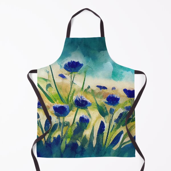 Item preview, Cornflower field in front of storm clouds in loose watercolor designed and sold by aricutcia.