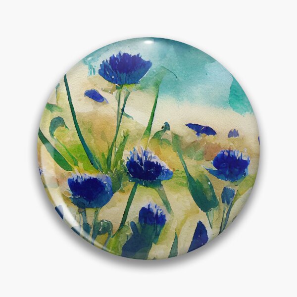 Item preview, Cornflower field in front of storm clouds in loose watercolor designed and sold by aricutcia.