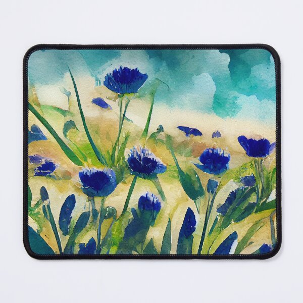 Item preview, Cornflower field in front of storm clouds in loose watercolor designed and sold by aricutcia.