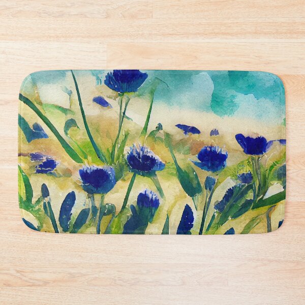 Item preview, Cornflower field in front of storm clouds in loose watercolor designed and sold by aricutcia.