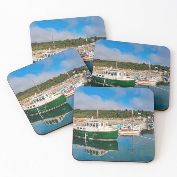 Item preview, Green Boat - Lyme Regis Harbour designed and sold by Dorset Girl.