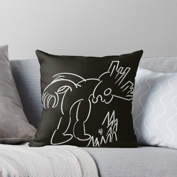 Item preview, Dream Monster Stares at Campfire White Sketch and Text Black Background - Mythical designed and sold by jolabrese.