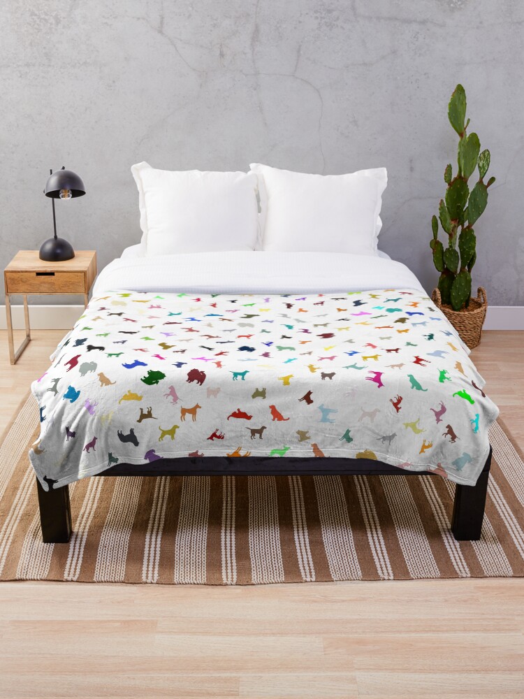 Thumbnail 1 of 6, Throw Blanket, Abstract Multi Color Dog Pattern designed and sold by Pixel4Art.