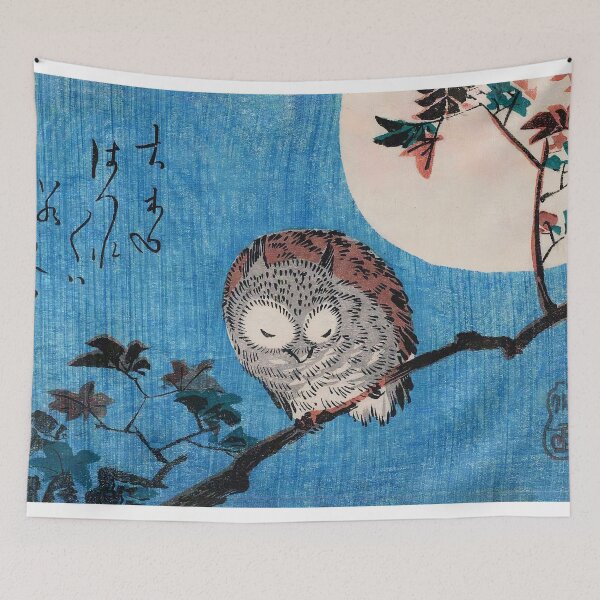 Item preview, Small Horned Owl on Maple Branch under Full Moon, by Utagawa Hiroshige designed and sold by TeeARTHY.