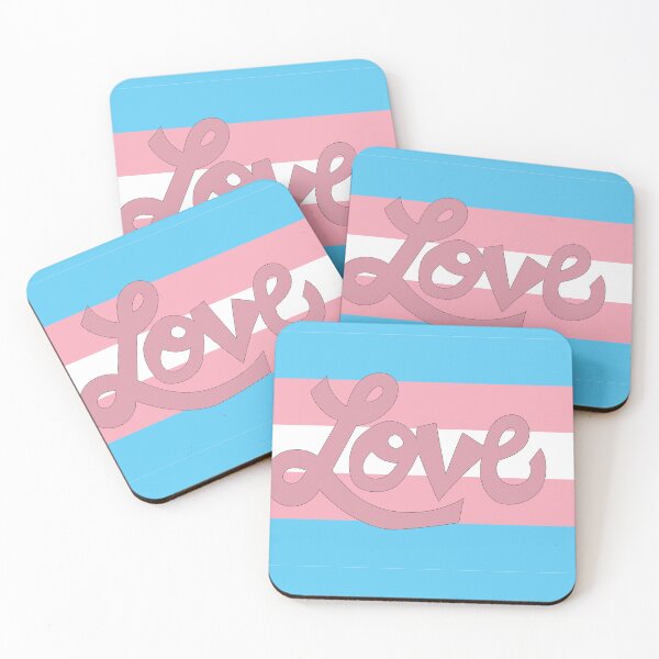 Item preview, Transgender pride flag with pink Love text designed and sold by AngelDawnDesign.
