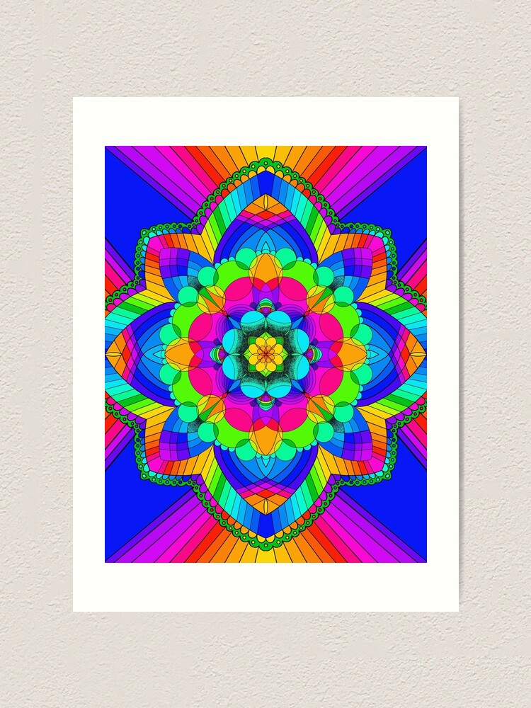 Rainbow Mandala Art, Psychedelic Art, top Mandala Art, Original Mandala, Mandala, 18 x 24 Wall Art, Large Wall Art, Colorful Art, Original Art