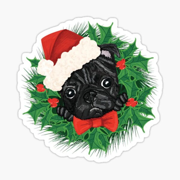 Holographic Christmas Tree Pug Sticker – Milkshake the Pug