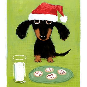 Artwork thumbnail, Santa Dachshund | Funny Wiener Dog Christmas by Jenn Inashvili